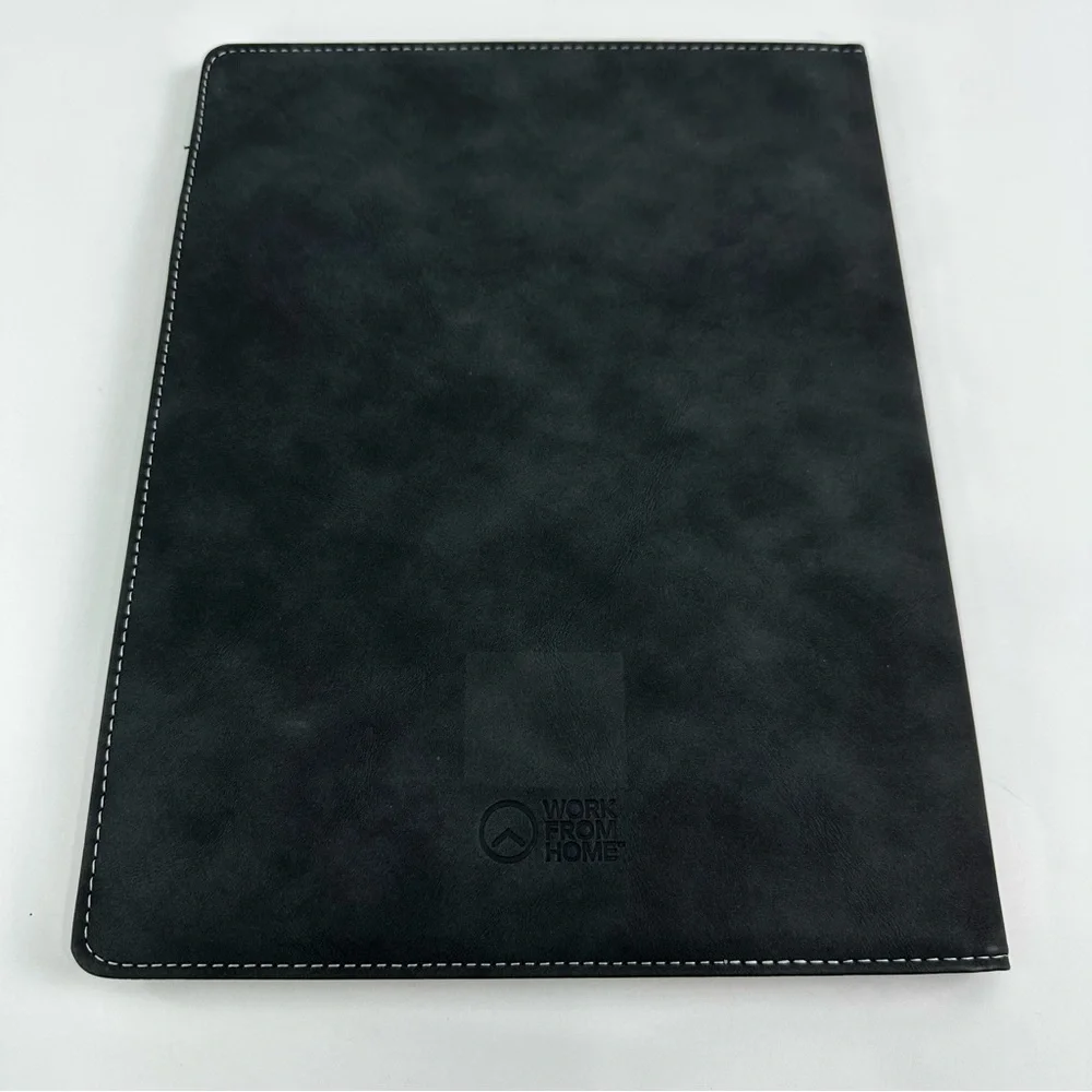 Work From Home Soft Black Padfolio with Card Slots & Pencil Holder Pad Holder